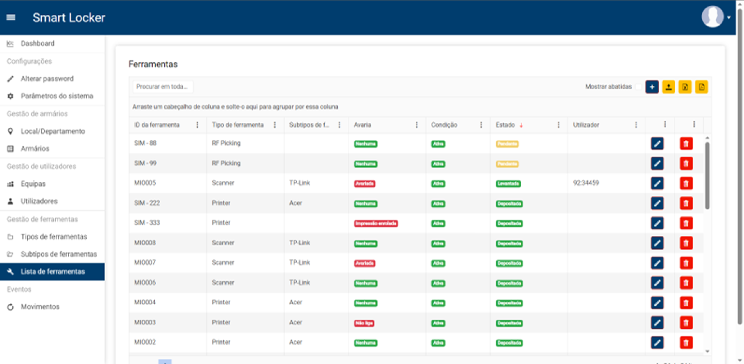 Imagem da plataforma Tool Management/Industrial Vending